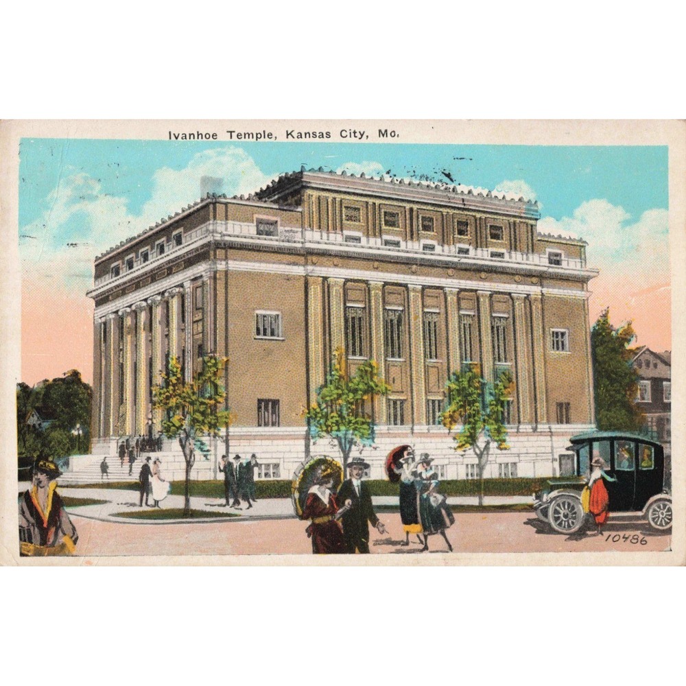 Vintage Ivanhoe Temple Kansas City Missouri Postcard 1927 Postmark Max Bernstein - Picture 1 of 2